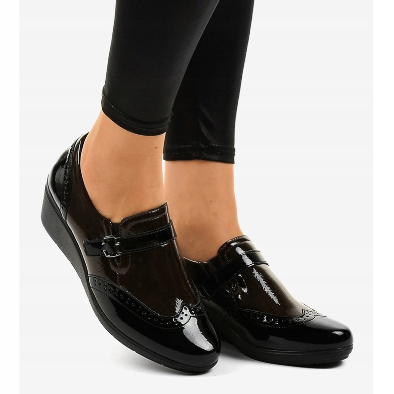 Chaussures compensées noires 7-9021 brun 2