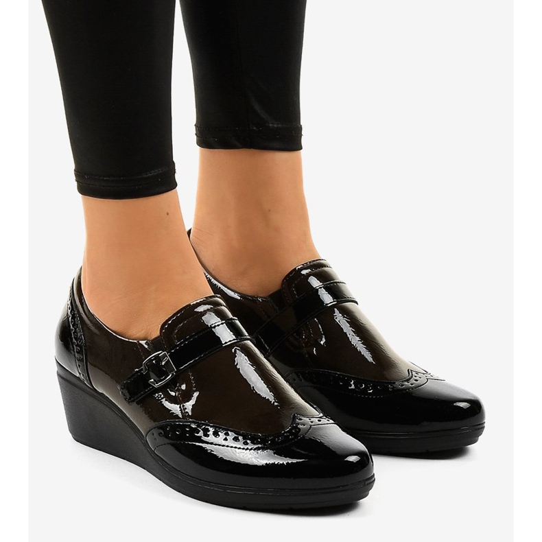 Chaussures compensées noires 7-9021 brun le noir 1