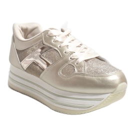 Chaussures de sport pour femmes à la mode en or 1306 doré 1