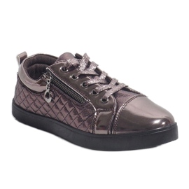 Baskets à la mode en argent foncé pour femmes R19-10 gris 1
