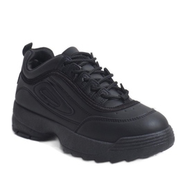 Baskets chaussures de sport noires D1909-2 1