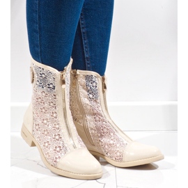Bottines plates ajourées beiges X362 2