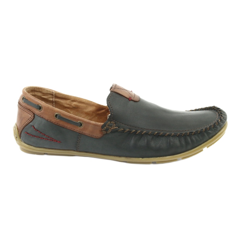 Mocassins cuir homme Riko 781 brun bleu marine 1
