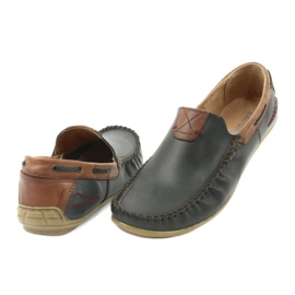 Mocassins cuir homme Riko 781 brun bleu marine 5