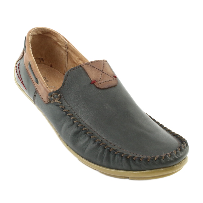 Mocassins cuir homme Riko 781 brun bleu marine 2