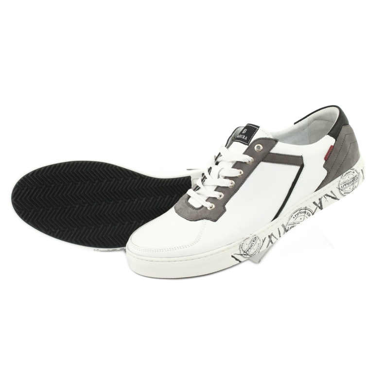 Chaussures de sport en cuir Badura 3361 blanc blanche le noir gris 1