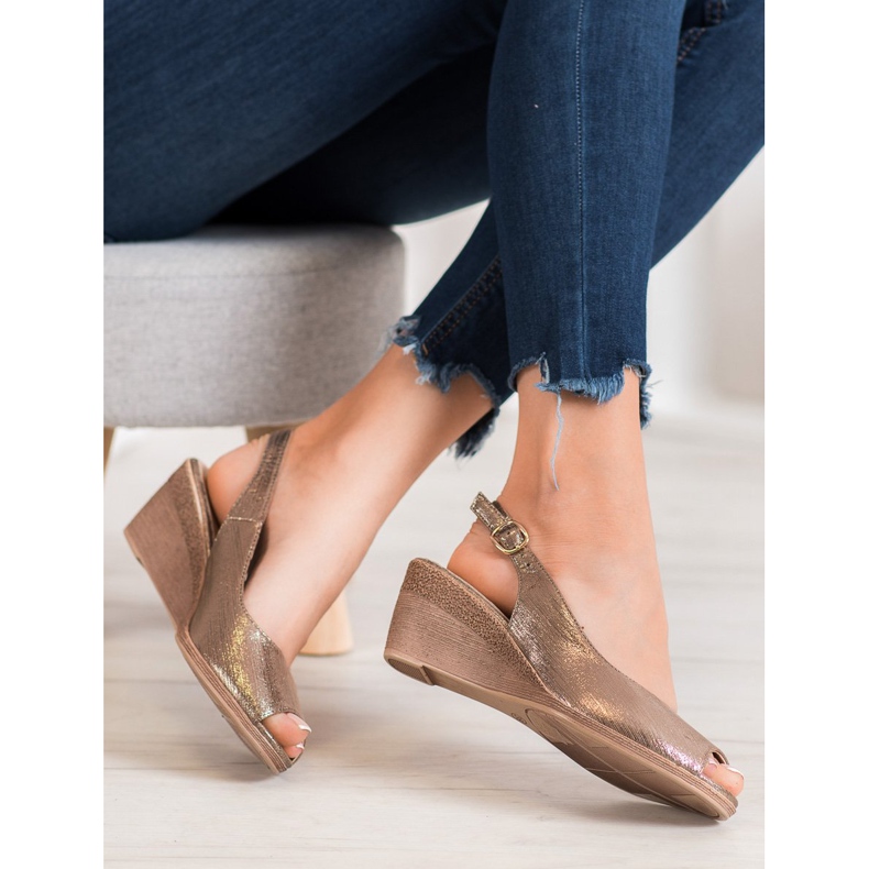 Sergio Leone Sandales dorées à bout ouvert d'or 2