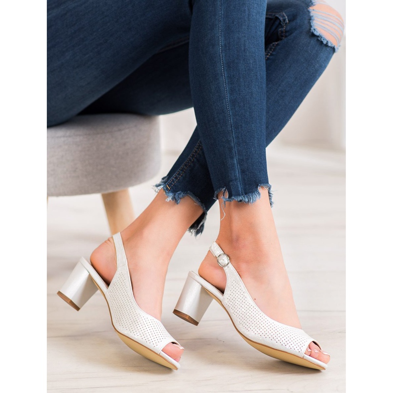 Sergio Leone Sandales Ajourées Sur Un Bar blanche 2