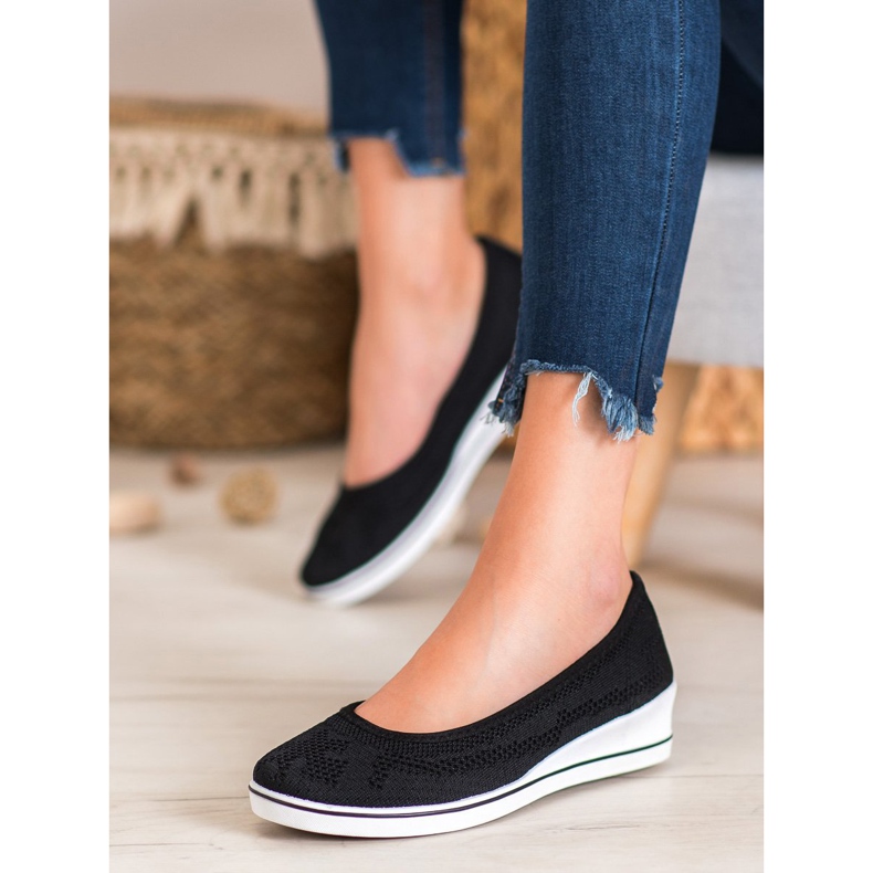 Super Me Ballerine Ajourée Sur Compensée le noir 1