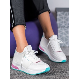 SHELOVET Chaussures nouées en cuir écologique blanche 1