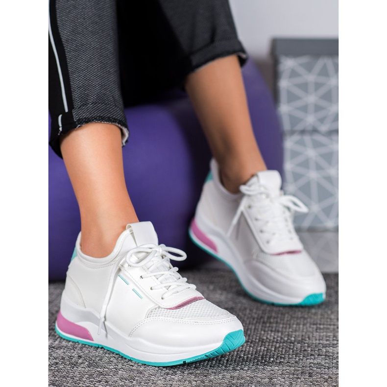 SHELOVET Chaussures nouées en cuir écologique blanche 1