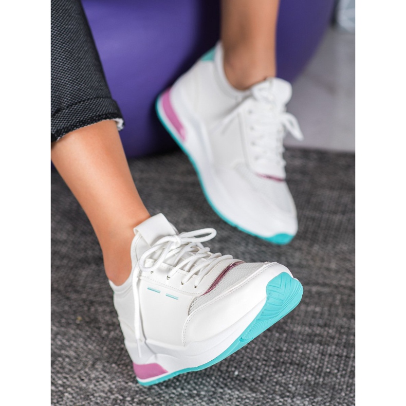 SHELOVET Chaussures nouées en cuir écologique blanc 2