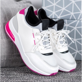 SHELOVET Chaussures nouées en cuir écologique blanche 1