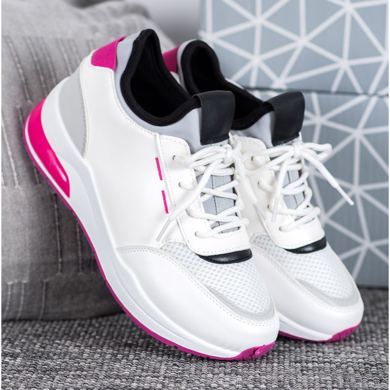 SHELOVET Chaussures nouées en cuir écologique blanc 1