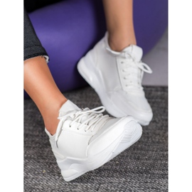 SHELOVET Chaussures nouées en cuir écologique blanche 2