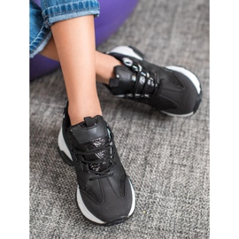 SHELOVET Baskets à plateforme à imprimé serpent noir 1