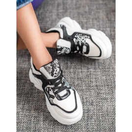 Weide Baskets en cuir écologique à la mode blanc noir 1