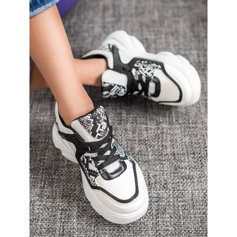 Weide Baskets en cuir écologique à la mode blanc noir 1