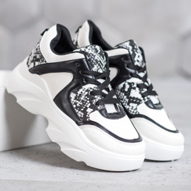 Weide Baskets en cuir écologique à la mode blanc noir 2