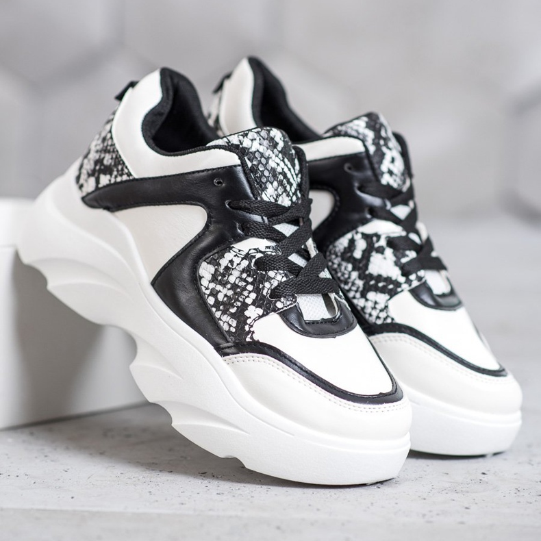 Weide Baskets en cuir écologique à la mode blanche le noir 2