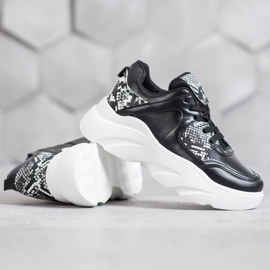 Weide Baskets en cuir écologique à la mode noir 1