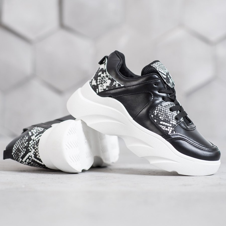 Weide Baskets en cuir écologique à la mode le noir 1