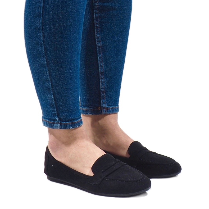 Mocassins ballerines en éco-daim noirs B2030 le noir 1