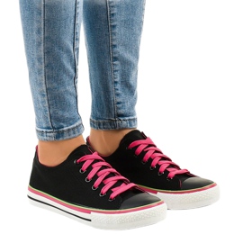 Baskets basses classiques noires W03 vert 1