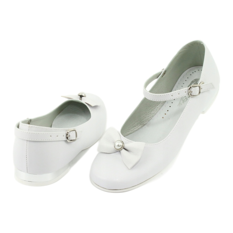 Miko Ballerines de communion blanche pour enfants avec un arc 806 2
