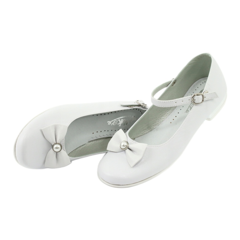 Miko Ballerines de communion blanche pour enfants avec un arc 806 3
