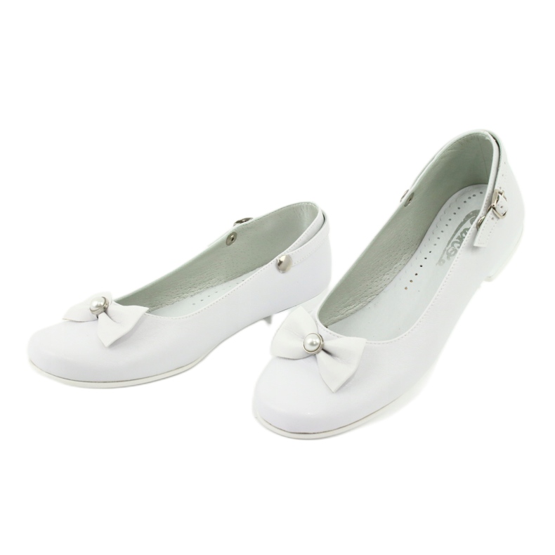 Miko Ballerines de communion blanche pour enfants avec un arc 806 1