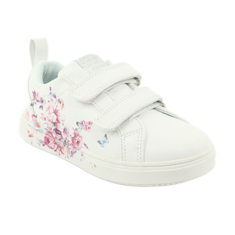 American Club baskets Velcro fleurs ES11 blanc rouge bleu 1