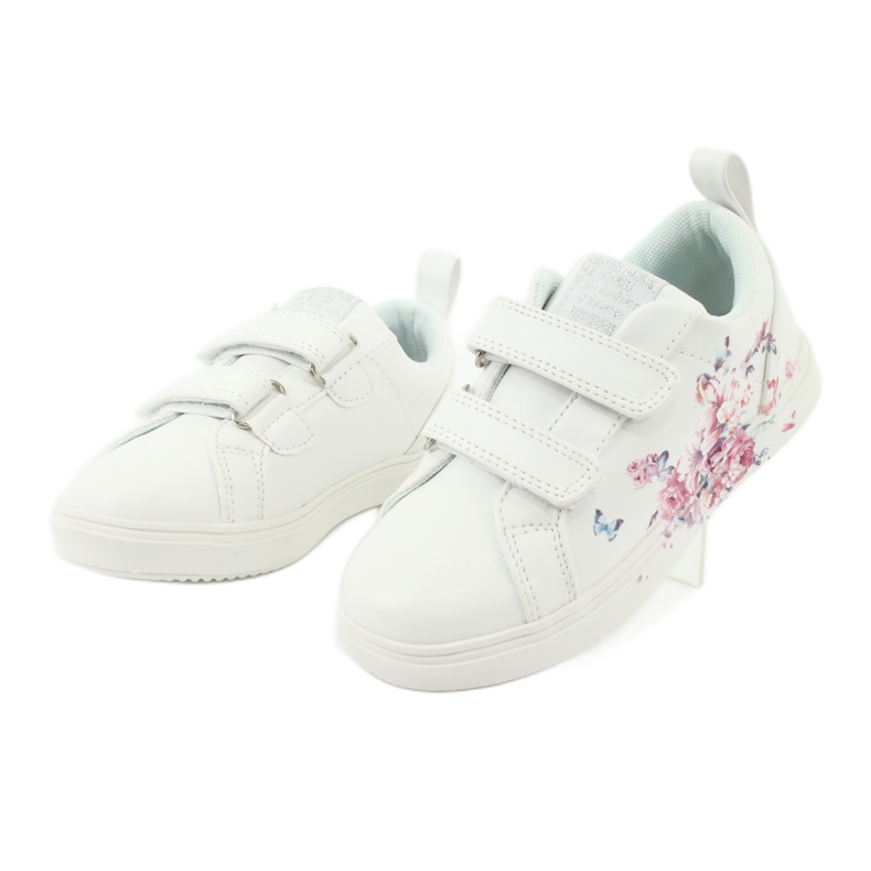 American Club baskets Velcro fleurs ES11 blanche rouge bleu 3