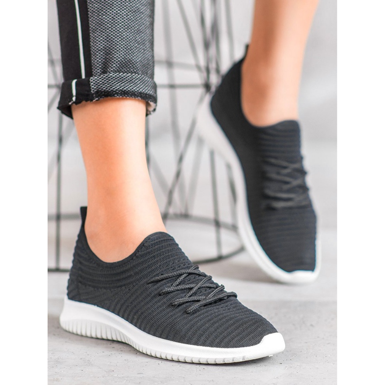 SHELOVET Chaussures à enfiler en textile noir 2