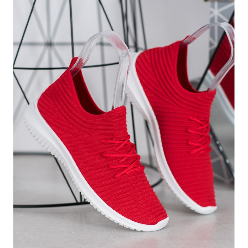 SHELOVET Chaussures à enfiler en textile rouge 1