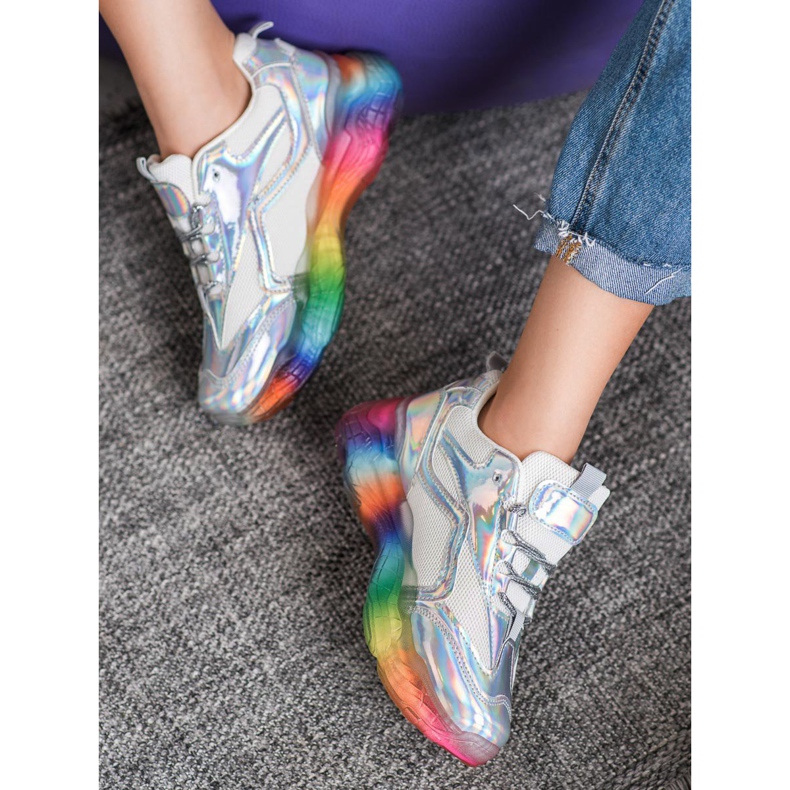 Weide Baskets à semelle colorée gris multicolore 1