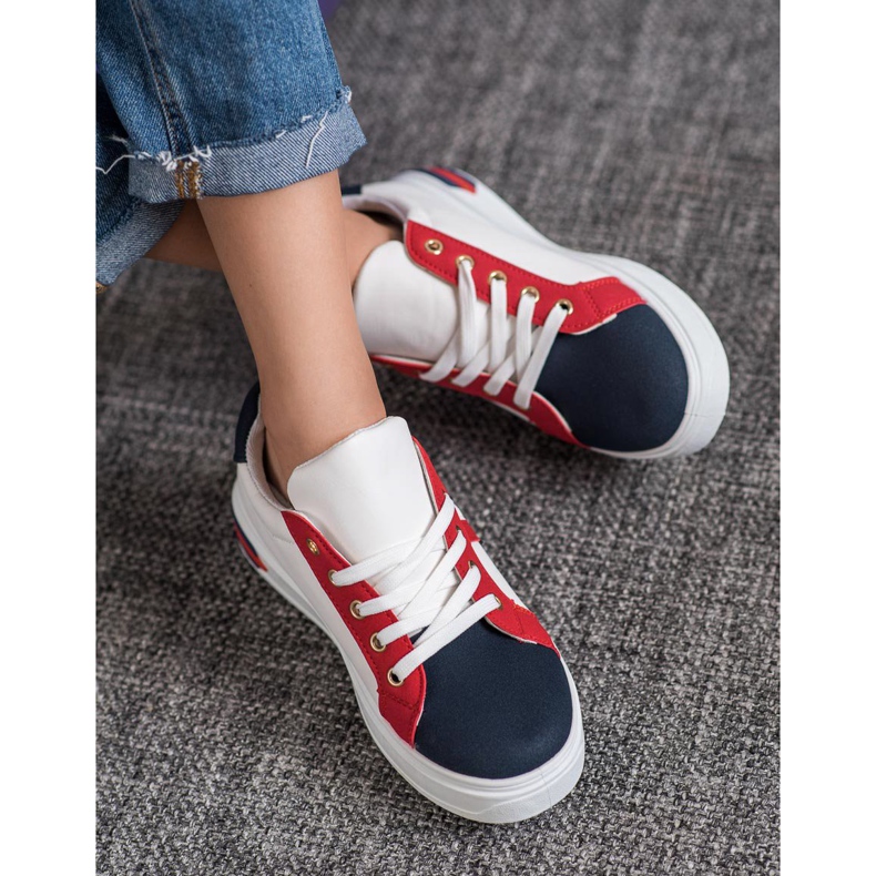 SHELOVET Chaussures de sport en cuir écologique blanche multicolore 2