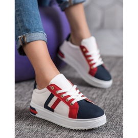 SHELOVET Chaussures de sport en cuir écologique blanche multicolore 1