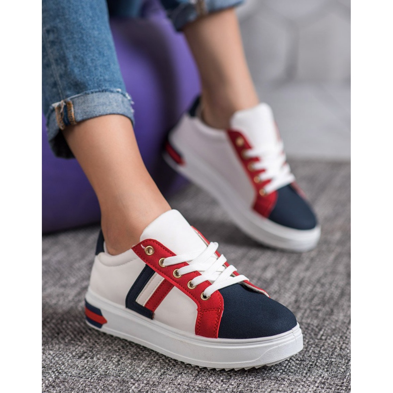 SHELOVET Chaussures de sport en cuir écologique blanche multicolore 1