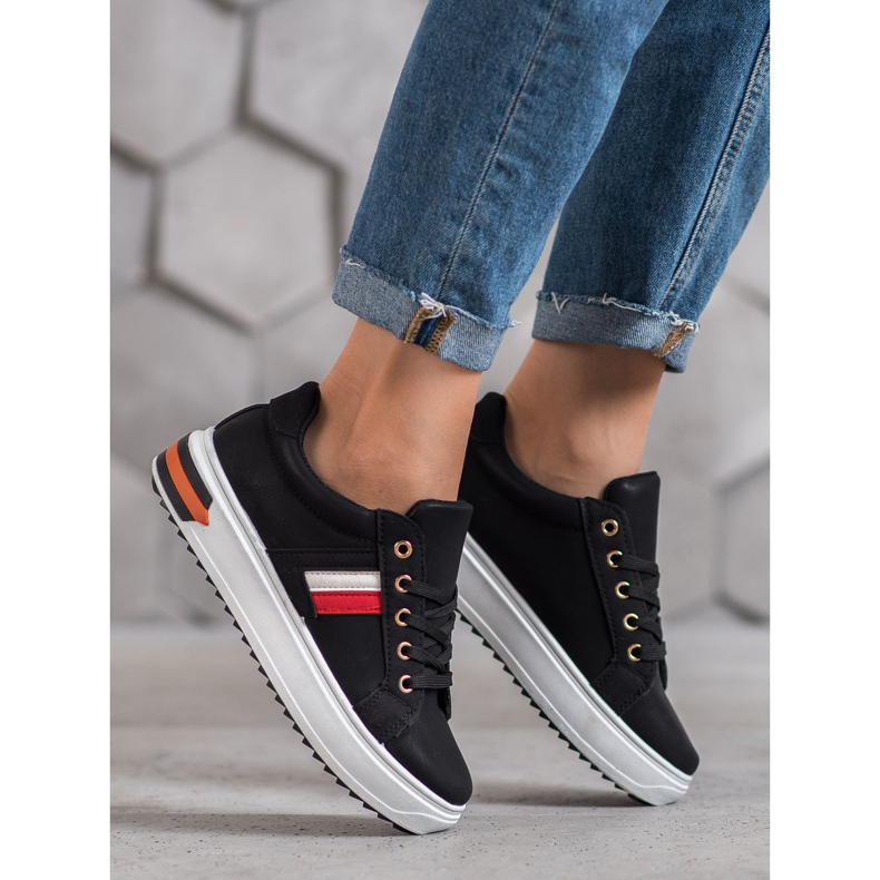 SHELOVET Chaussures de sport en cuir écologique noir 2