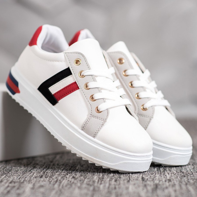 SHELOVET Chaussures de sport en cuir écologique blanc multicolore 1