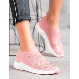 SHELOVET Chaussures à enfiler avec cristaux rose 1
