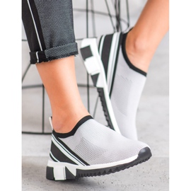 SHELOVET Chaussures à enfiler avec maille gris 2 SHELOVET Chaussures à enfiler avec maille gris 2