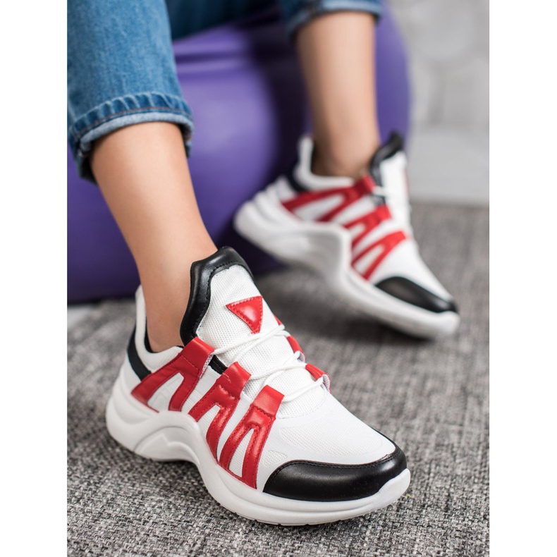 SHELOVET Baskets mode confortables blanche multicolore 1