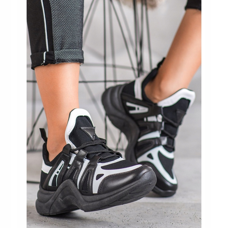 SHELOVET Baskets mode confortables blanche le noir 2