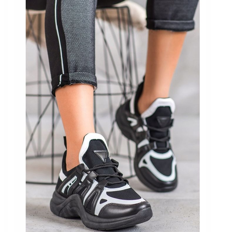 SHELOVET Baskets mode confortables blanche le noir 1