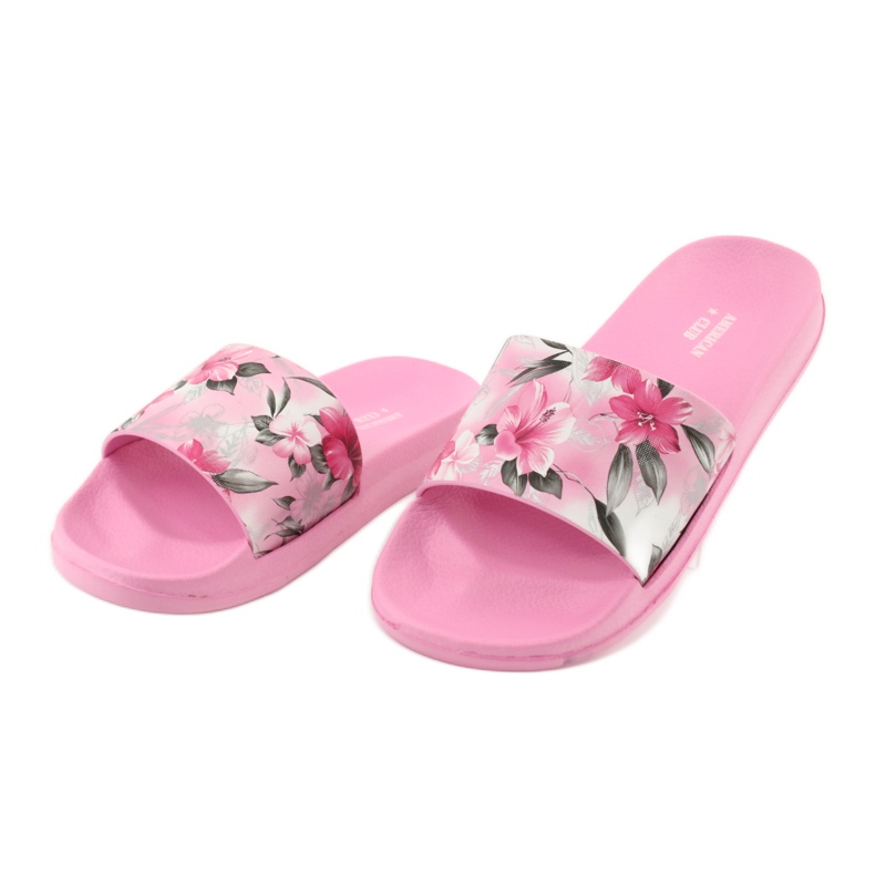 Chaussons American Club profil fleurs roses blanche gris vert 3 Chaussons American Club profil fleurs roses blanche gris vert 3