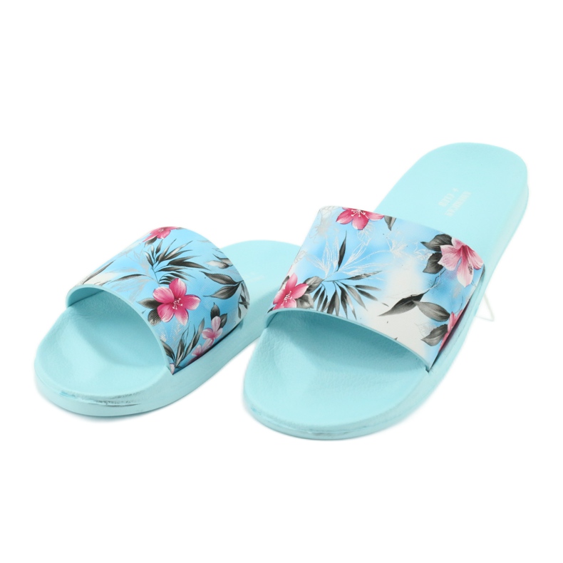 Chaussons American Club profilés fleurs blanche bleu rose gris vert 3