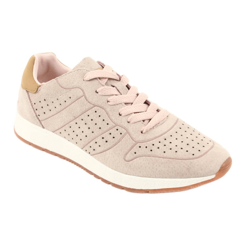 American Club AA06 chaussures de sport en cuir pour femme, rose poudré 1