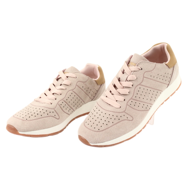 American Club AA06 chaussures de sport en cuir pour femme, rose poudré 3
